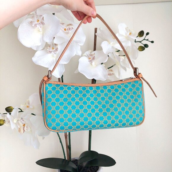 CELINE Turquoise Macadam Mini Shoulder Bag - Picture 1 of 17